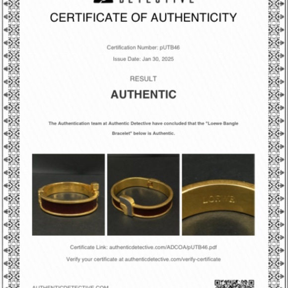 Loewe Gold Tone and Leather Bangle Bracelet with COA - Rank A - Picture 5 of 5